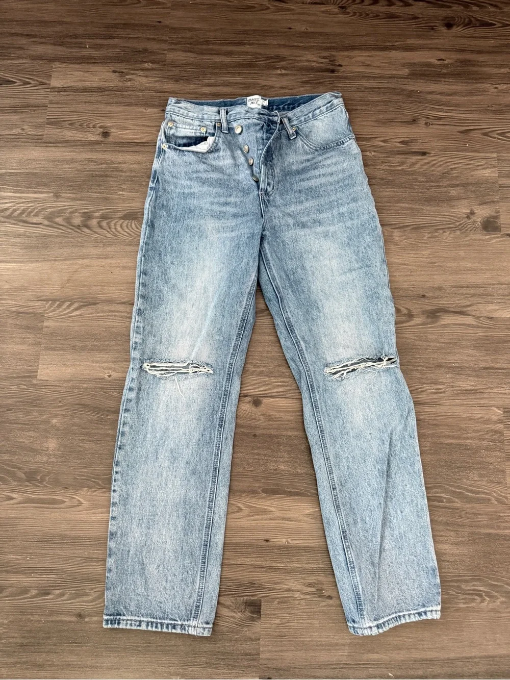 Princess Polly high rise distressed straight jeans 4
